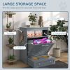 Pet Feeder Station Storage Cabinet, Dog Food Storage Container With Dog Raised Bowls, Watering Supplies, Gray