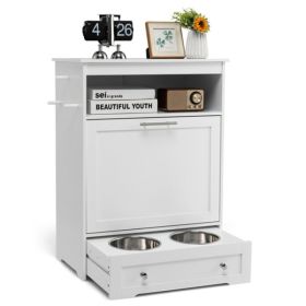White Pet Feeding Station, Pet Cabinet