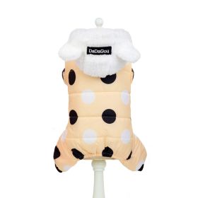 Warm big polka dot four-leg cotton coat (Option: Light Yellow-M)