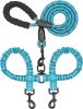Dual Dog Leash; Double Dog Leash; 360 Swivel No Tangle Walking Leash; Shock Absorbing Bungee For Two Dogs