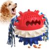 Pet Chew Toy Interactive Treat Toy Squeaky Bounce Toy With Rope For Aggressive Dog Chewers