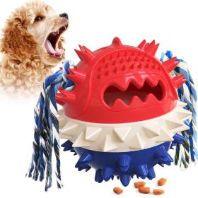 Pet Chew Toy Interactive Treat Toy Squeaky Bounce Toy With Rope For Aggressive Dog Chewers (Variation Value 1: Blue)