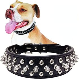 Adjustable Microfiber Leather Spiked Studded Dog Collar With A Squeak Ball Gift For Small Medium Large Pets Like Cats/Pit Bull/Bulldog/Pugs/Husky (Variation Value 2: S(10.8"-13.2" / 27.5cm-33.5cm), Variation Value 1: Pink)