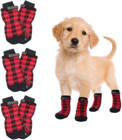 Chrismas Anti-Slip Dog Socks; Waterproof Paw Protectors With Reflective Straps Traction Control For Indoor & Outdoor Wear; 4Pcs (Variation Value 2: M(4 packs only), Variation Value 1: Yellow dog claw)