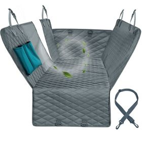 Waterproof Pet Carriers Scratch-resistant Durable Cat Dog Car Seat Cover Folding Non-slip Car Backseat Safety Protection Pad cat (Color: Gray, size: 137x147cm)