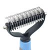 Pet Grooming Tool 2 Sided Undercoat Rake For Cats & Dogs - Safe Dematting Comb For Easy Mats & Tangles Removing -Pet Brush-Cat Grooming-Grooming Tool
