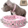 Adjustable Microfiber Leather Spiked Studded Dog Collar With A Squeak Ball Gift For Small Medium Large Pets Like Cats/Pit Bull/Bulldog/Pugs/Husky
